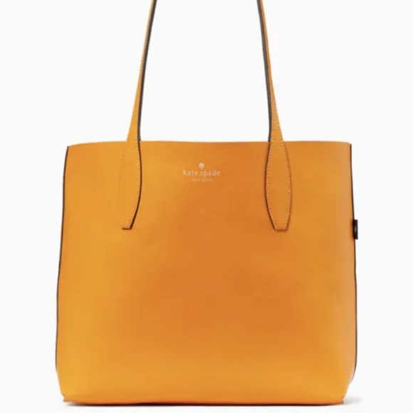 Kate Spade Clementine Small Reversible Tote Cream Multi Orange Zip Pouch Clutch - Picture 5 of 5